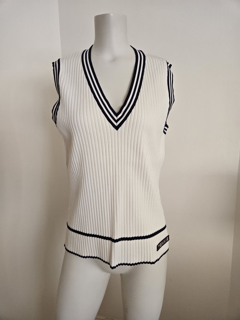Brand New With Taga Tory Burch Sleeveless Ribbed V-Neck Knit Top